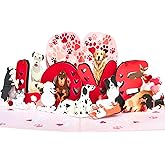 HEARTAGS- Pop Up Valentines Card, 3D Dogs Popup Valentines Day Card For Wife, Husband, Him, Her, Girlfriend, Boyfriend, Adults Kids | 6x8 in Dog Valentine Pop Up Cards With Envelope