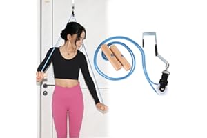 ZHIAMZ Shoulder Pulley, Over The Door Physical Therapy System, Exercise Pulley for Physical Therapy, Pulleys for Shoulder Rehab Over Door with Wooden Handle (blue)