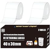 M110 Thermal Labels, 1.57''x1.18'' Compatible for Phomemo Printer M110 M220 M200 M120 M221 Labels Print Master Refill for NADA Print N20 Label Refill Clabel 221B 40x30mm 2 Rolls White