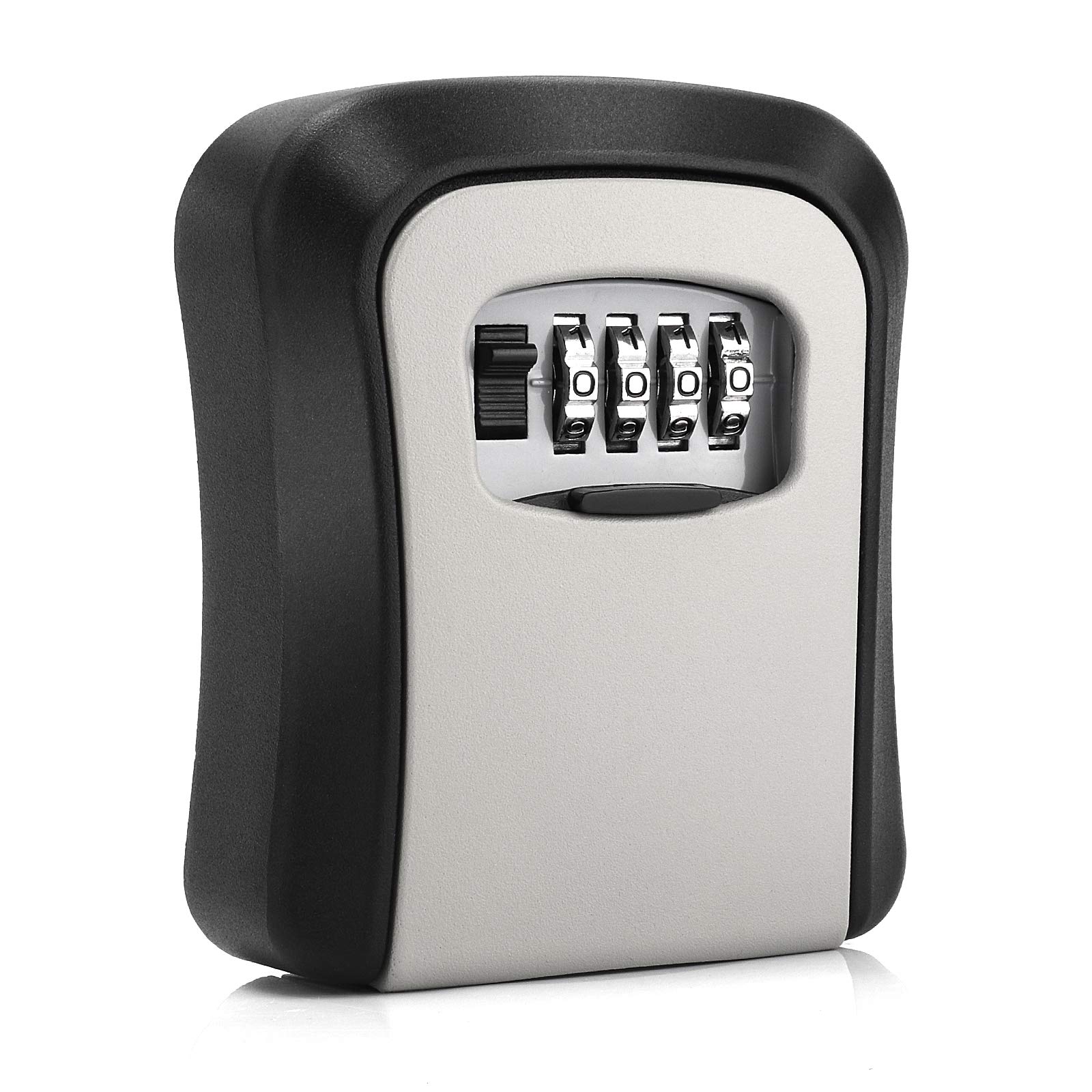 Orcielo Key Lock Box, 4 Digit Combination Lock Box, Wall Mounted, Waterproof, 5 Keys Capacity, Black & Grey