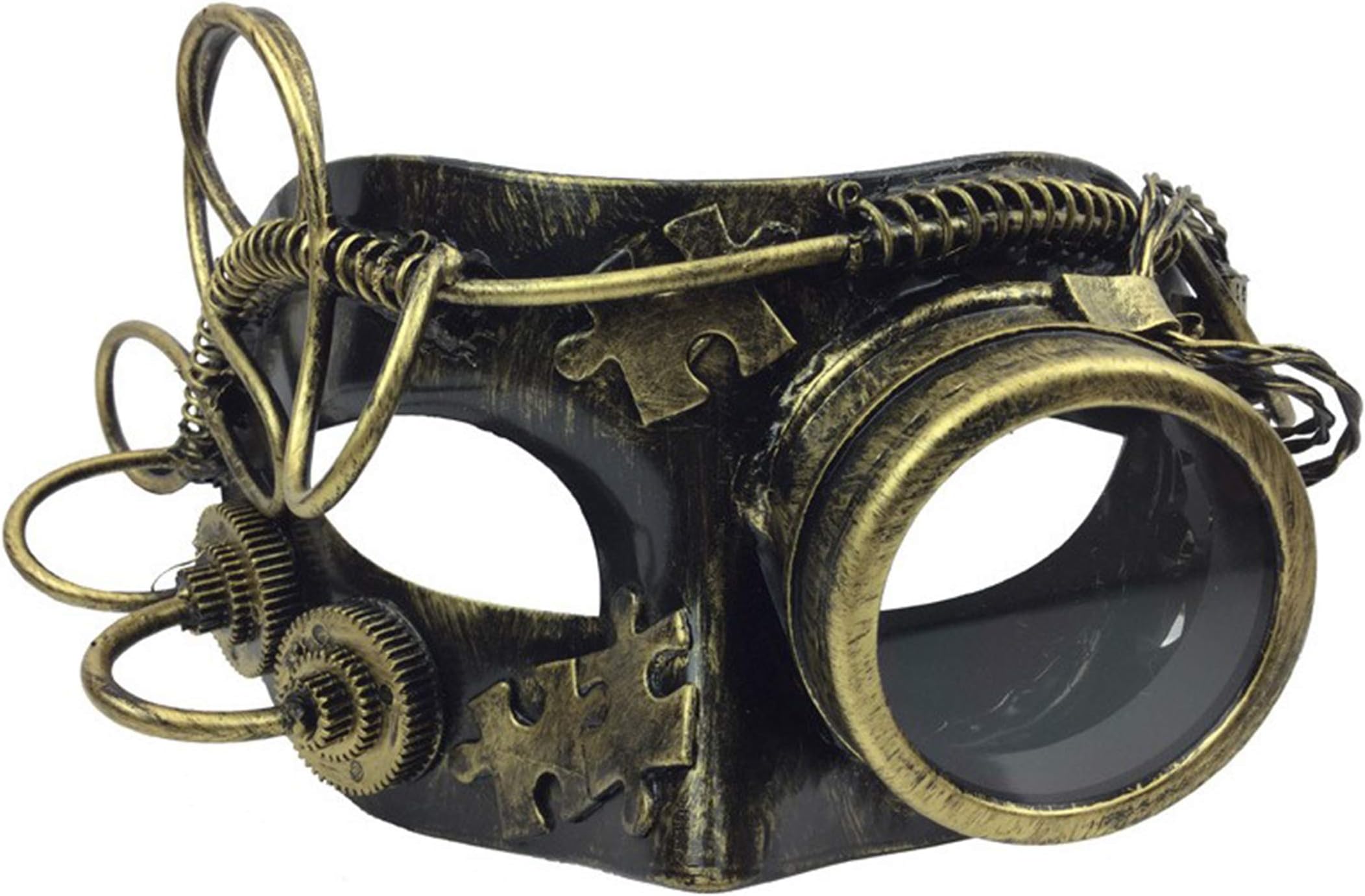 KBW Gold Monocle Steampunk Mask Costume Rustic Mechanical Eyewear Accessory