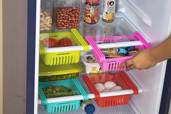 Primelife Adjustable Kitchen Refrigerator Storage Rack Fridge Freezer Shelf Holder Pull-Out