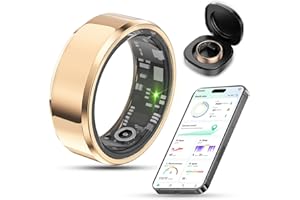 VNEXFU 2024 New Smart Ring Health Tracker for Men Women - IP68 Waterproof Fitness Ring with Sleep Tracker/Heart Rate/Blood Oxygen/Steps/Distance/Calories, Air Gestures, Charging case Up to 7-Day