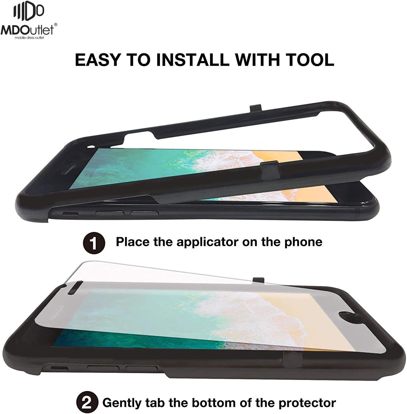(3-Pack) iPhone 8, 7, 6S, 6 Screen Protector 9H Hardness MDOutlet Anti-Shatter Tempered Glass 99.9 HD Clarity and 3D Touch Accuracy (with Easy-Applicator)