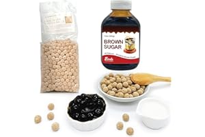 Fanale Brown Sugar Boba Tea Kit with Boba Pearls, US Boba Co Tapioca Pearl Made in USA 1 Pound, Brown sugar boba milk tea, Hand Crafted Brown Sugar Syrup 12 oz for Bubble Milk Tea Coffee Desserts