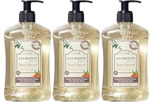 A LA MAISON French Liquid Hand Soap, Almond - Natural Hand Wash Made with Essential Oils - Biodegradable, Plant-Based, Vegan, Cruelty-Free, Alcohol & Paraben Free (16.9 oz, 3 Pack)