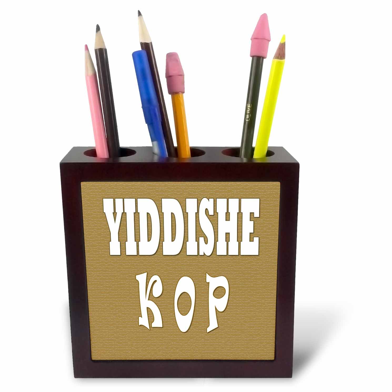 3dRose Yiddishe Kop Smart Clever Funny Jewish Saying-Tile Pen Holder, 5-Inch (Ph_261455_1), 5 Inches