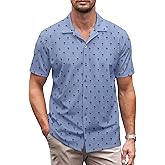 COOFANDY Mens Casual Button Down Shirt Short Sleeve Wrinkle Free Shirts Summer Shirt