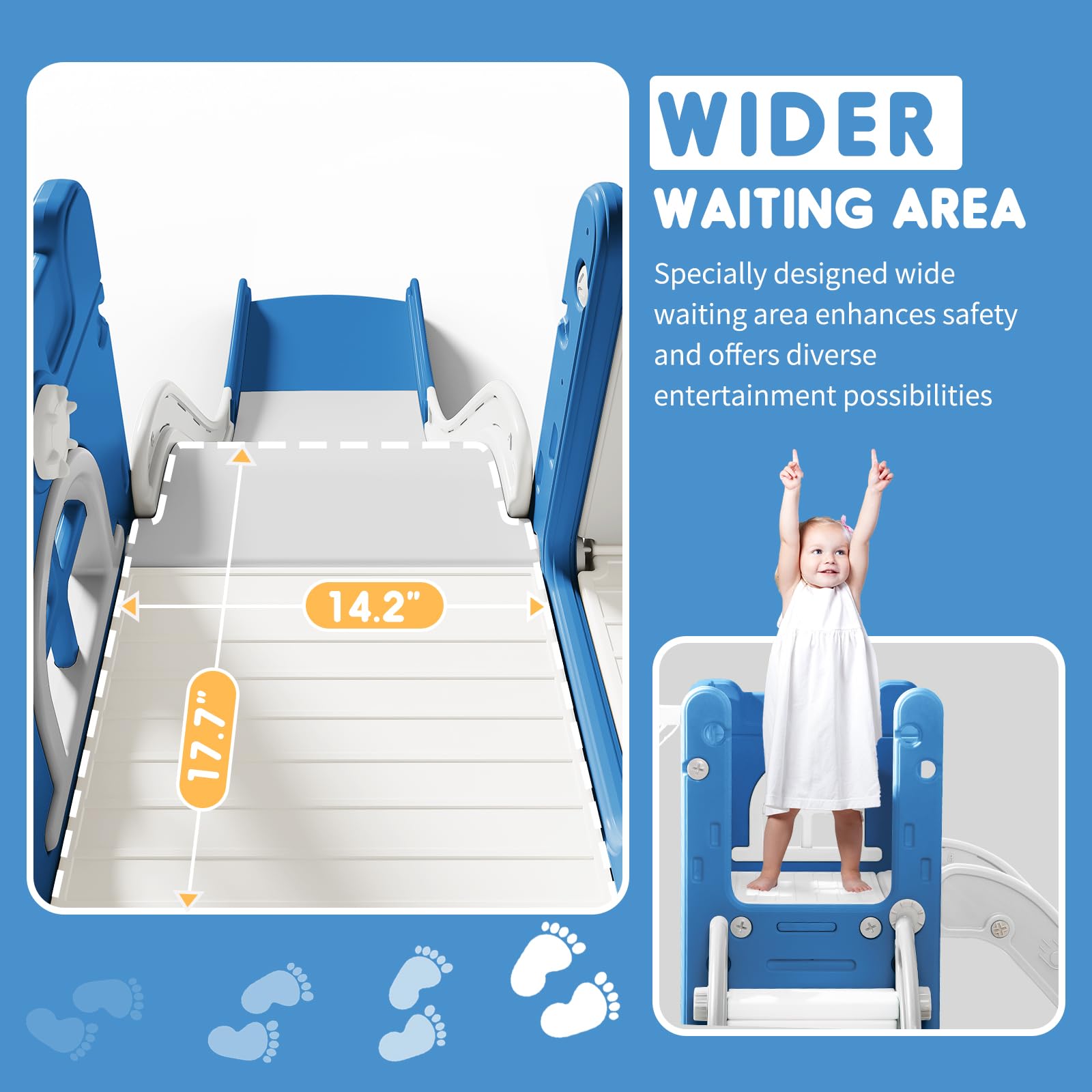 6 in 1 Toddler Slide,Kids Playset for Toddlers Indoor Outdoor, Baby Slide with Basketball Hoop, Telescope & Storage Space,Non-Slip Steps for Great Gift