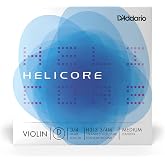 D'Addario Helicore Violin Single D String, 3/4 Scale, Medium Tension