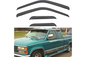 LQQDP Set of 4 Front+Rear Smoke Sun Rain Guard Outside Mount Tape-On Acrylic Window Visors Compatible with 88-00 C10 C1500/C2500/C3500/K1500/K2500/K3500 Pickup Extended Cab with Half Size Rear Doors