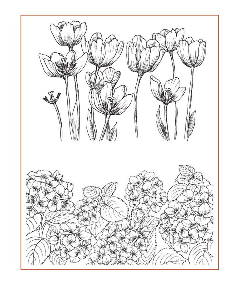 arriettycraft Beautiful Orchid Background Hydrangea Flowers Background Clear Stamps for Card Making Decoration and DIY Scrapbooking