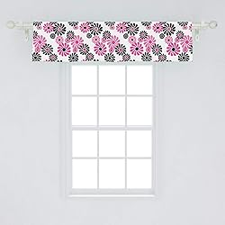 Ambesonne Geometric Window Valance, Feminine Floral