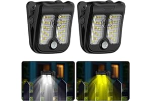 Tryme Small Solar Lights for Chain Link Fence, Outdoor Motion Sensor Clip-on Solar Lights for Garden, Gate, Deck, Step, Patio, Camping, Waterproof, 2 Pack