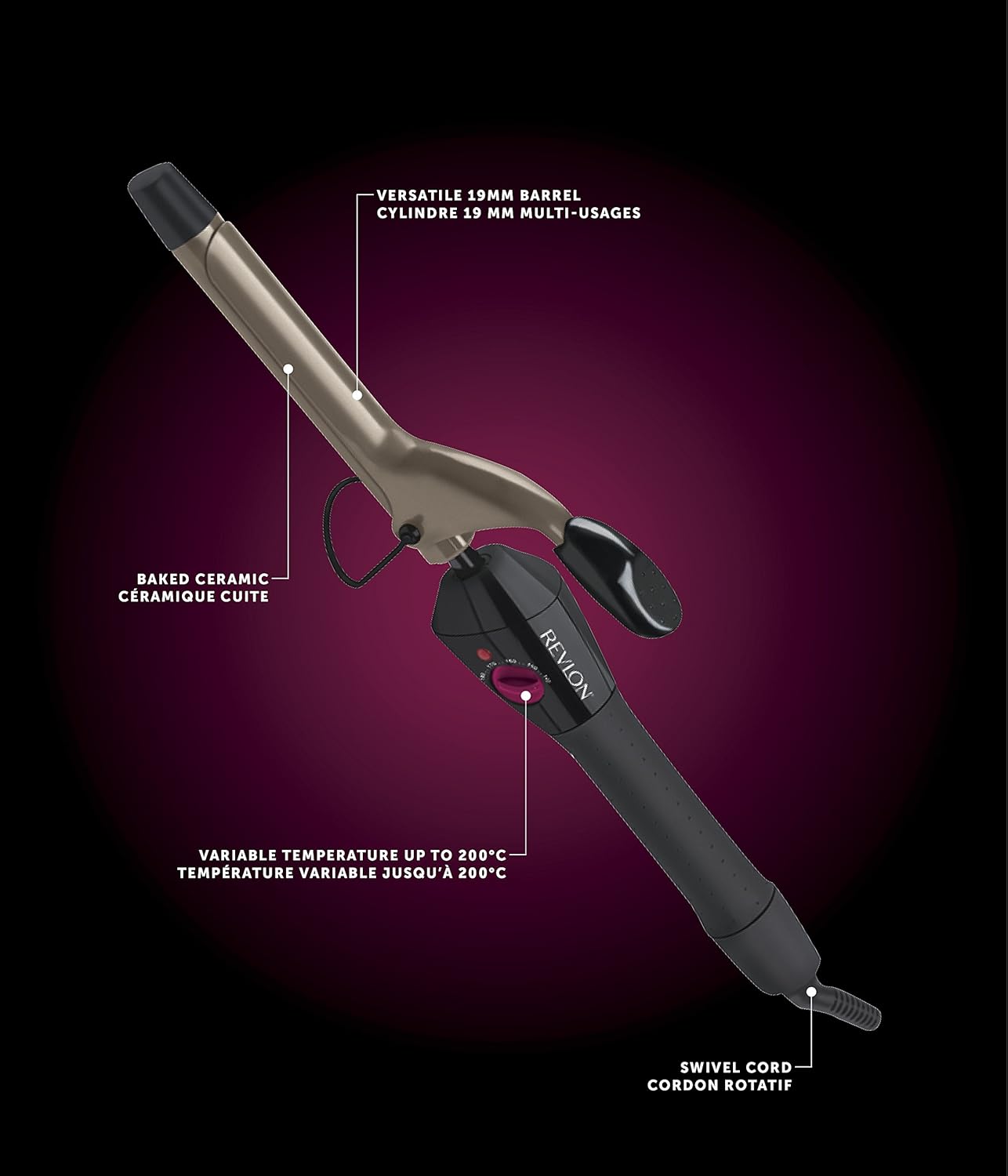 Revlon Womens Waves & Curls 200C Ceramic Hair Curling Tong Styler