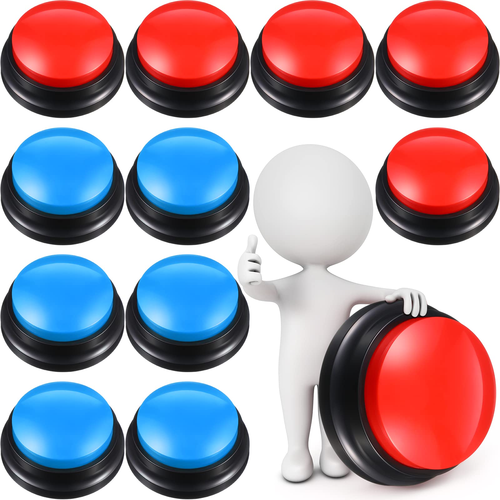Photo 1 of Yunsailing 12 Pack Game Show Buzzer Button Answer Buzzers Classroom Recordable Button for Classroom Team Family Game and Trivia Nights, Red Blue