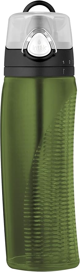 thermos hydration bottle with rotating meter