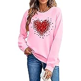 NITRFLA Valentine's Day Sweatshirt Women's Funny Love Heart Graphic Shirt Casual Long Sleeve Pullover Top