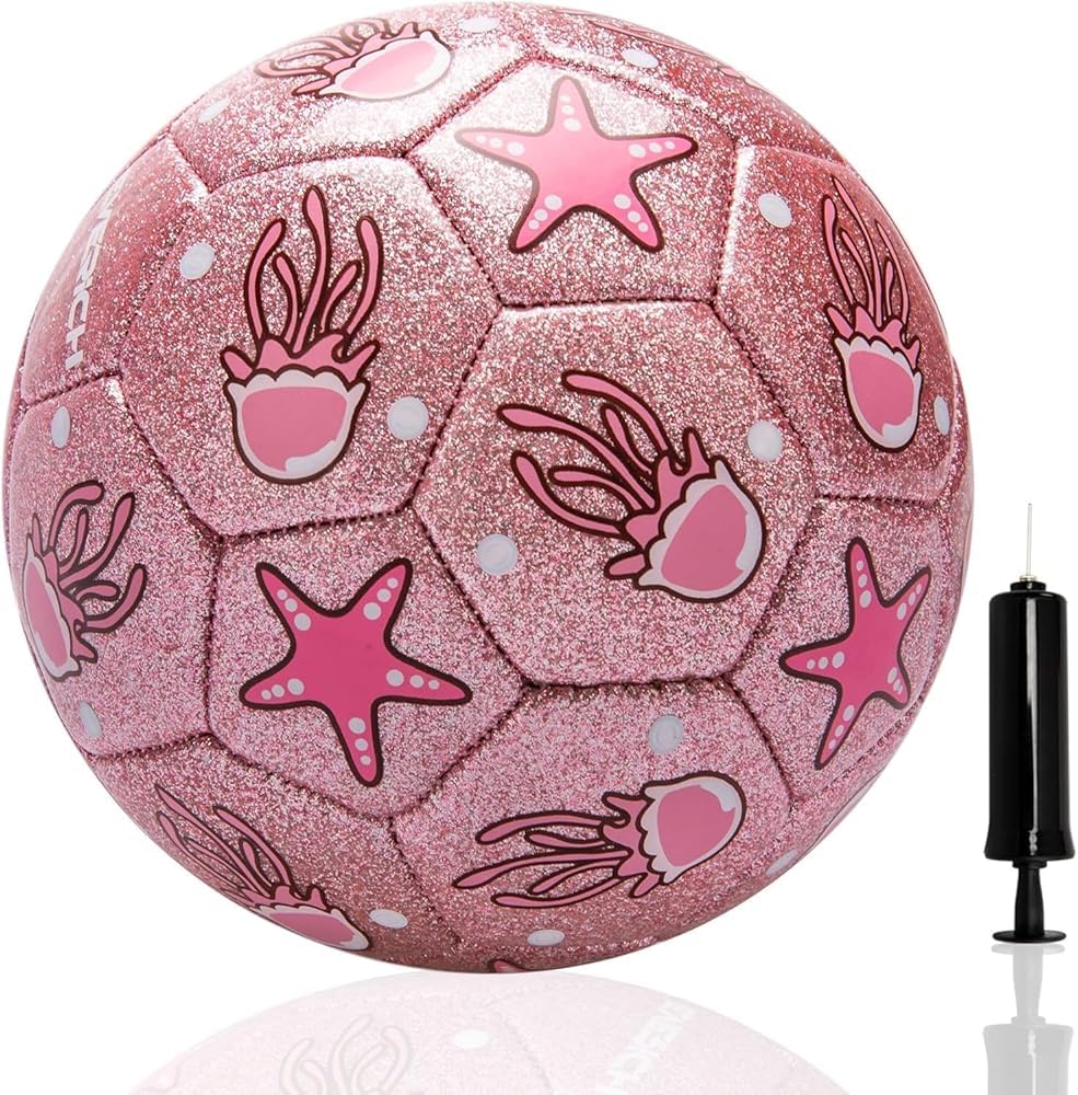 U&C Planet Kids Football Toddlers Football, Size 2 Footballs, Small Ball for Baby, Garden Balls Gift for Kids Boys Girls 1 2 3 4 5 6 Years Old Shining Pink Jellyfish — image 1