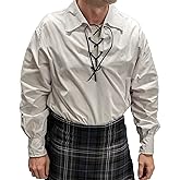 Men’s Long Sleeve Shirt, Jacobite Ghillie Shirt for Kilts, w/Leather Tie