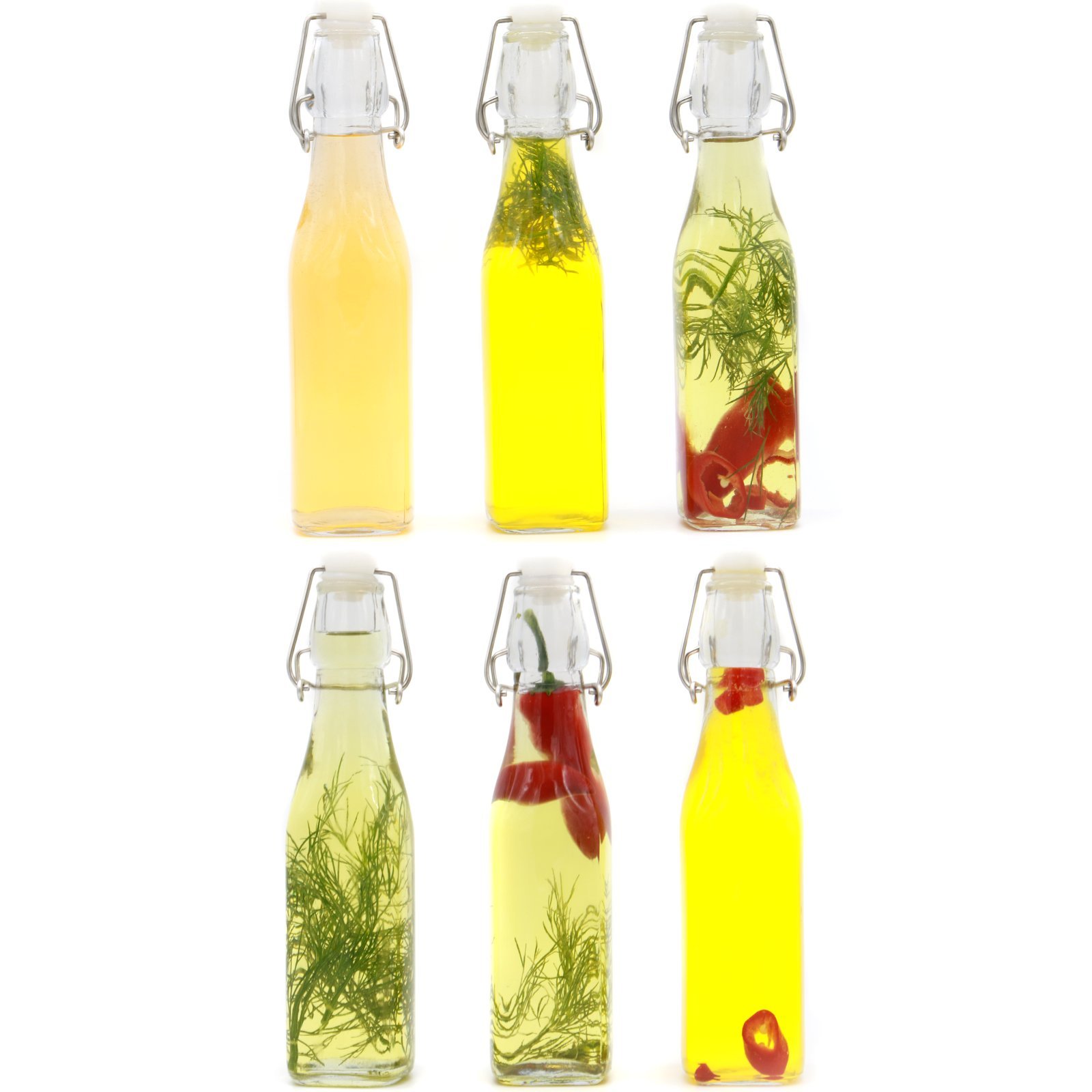 Clip Top Glass Bottles – 500ml Set of 6 Airtight Swing Top Bottles for Home Brewing, Kombucha, Oil, Vinegar, Cordials & Water – Leakproof Cruet Dispensers – Vintage Clear Glass – M&W