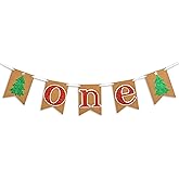 GIOGUK Christmas First Birthday Banner - Baby Shower Birthday Party Decorations Supplies Banner, Winter Christmas Themed Camper Themed Party Banner, Merry Christmas Sign Party Celebration Garland