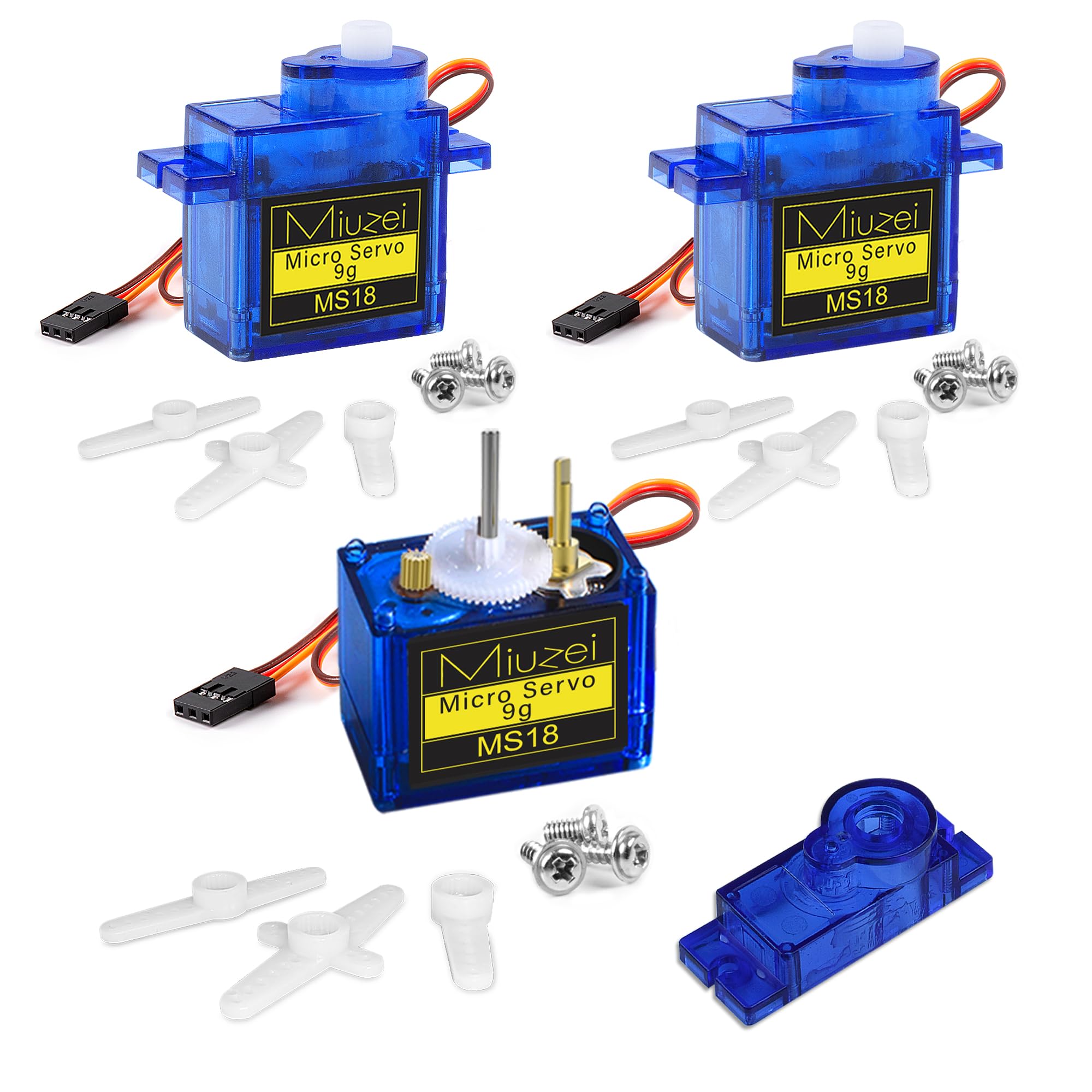 Miuzei Digital Servo 9G Servomotor Metal Geared Motor Kit for ALL kind RC Toys include Flugzeug Robot Arm Hand Boat Mini Micro Servo Modellbau (3pcs)