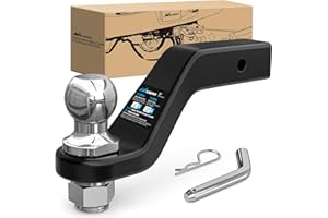 Nilight Forged Trailer Hitch Mount with 2-5/16-Inch Ball Fits 2 Inch Receiver Square 5/8" Hitch Pin Clip 15000 lbs 4" Drop, 1-1/4” Hole, Gloss Black Powder Coat, 2 Years Warranty