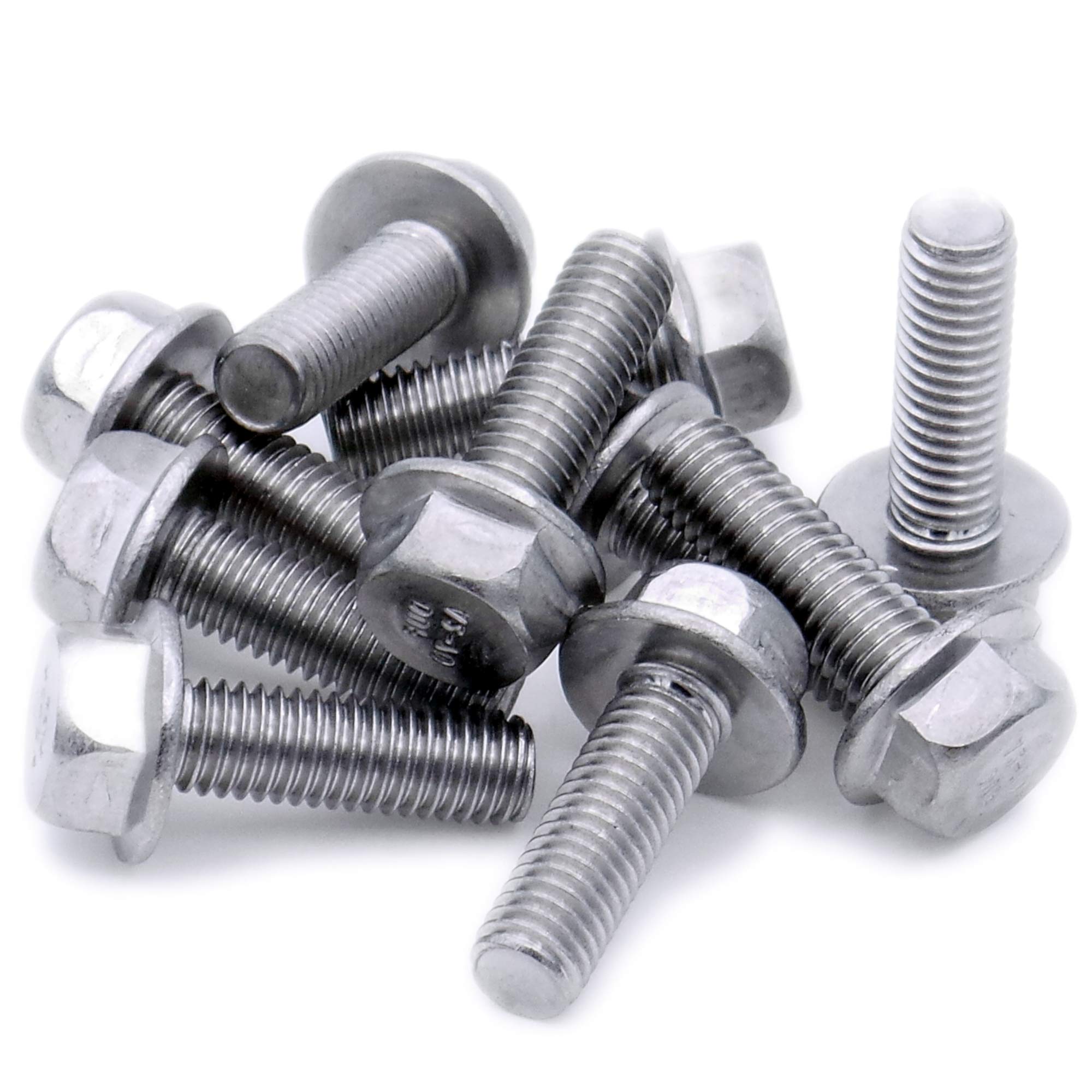 M5 (5mm x 10mm) Flanged Hex Bolt (Fully Threaded Setscrew) - Stainless Steel (A2) (Pack of 10)