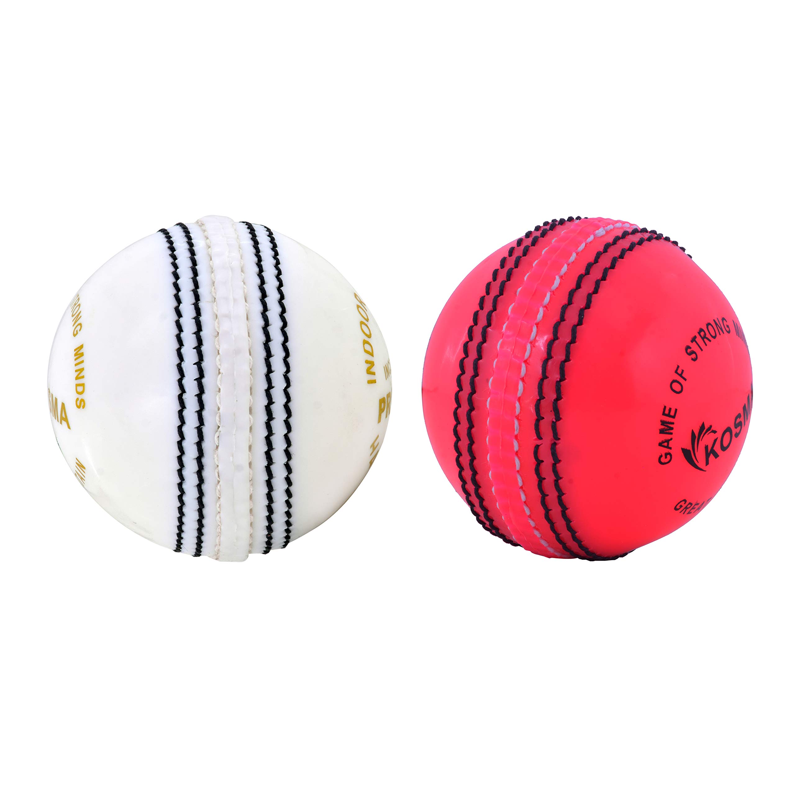 Kosma Pack of 2 Cricket Incrediball Practice Balls - White, Pink | Traditional Coaching Cricket Ball