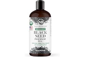 NaturoBliss Organic Black Seed Oil 100 Virgin Cold Pressed Omega 3 6 9 Super Antioxidant for Immune Support, Joints, Mobility, Digestion, Hair Skin Vegan, Gluten-Free, Non-GMO USDA Certified 16oz