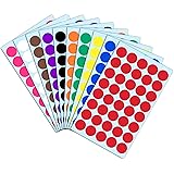 2000 Pack, 3/4" Round Colored Dot Stickers Labels - 10 Assorted Colors