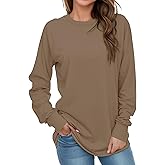 AURUZA Sweatshirt for Women Long Sleeve Crewneck Sweatshirt Women Causal Loose Fit Pullover Tunic Top Fall Clothes Shirts, XL, Coffee