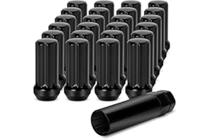 Dynofit 14mmx1.5 Wheel Lug Nuts, 24x Black M14x1.5 Lug Nut, Conical/Cone Bulge Seat, Closed End Lug Nuts with 2 Socket Keys f