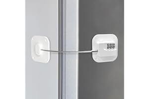 Erudvitt Fridge Lock Combination Refrigerator Lock Adhesive Cabinet Locks for Safety Easy Install Multi Purpose (1Pack-White)