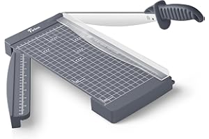 Firbon 12" Guillotine Paper Cutter with Hidden Ruler, Compact Heavy Duty 12-Sheet Capacity Trimmer for Cardstock, Photos, Scrapbooking, Office, Classroom, Studio (Gray)