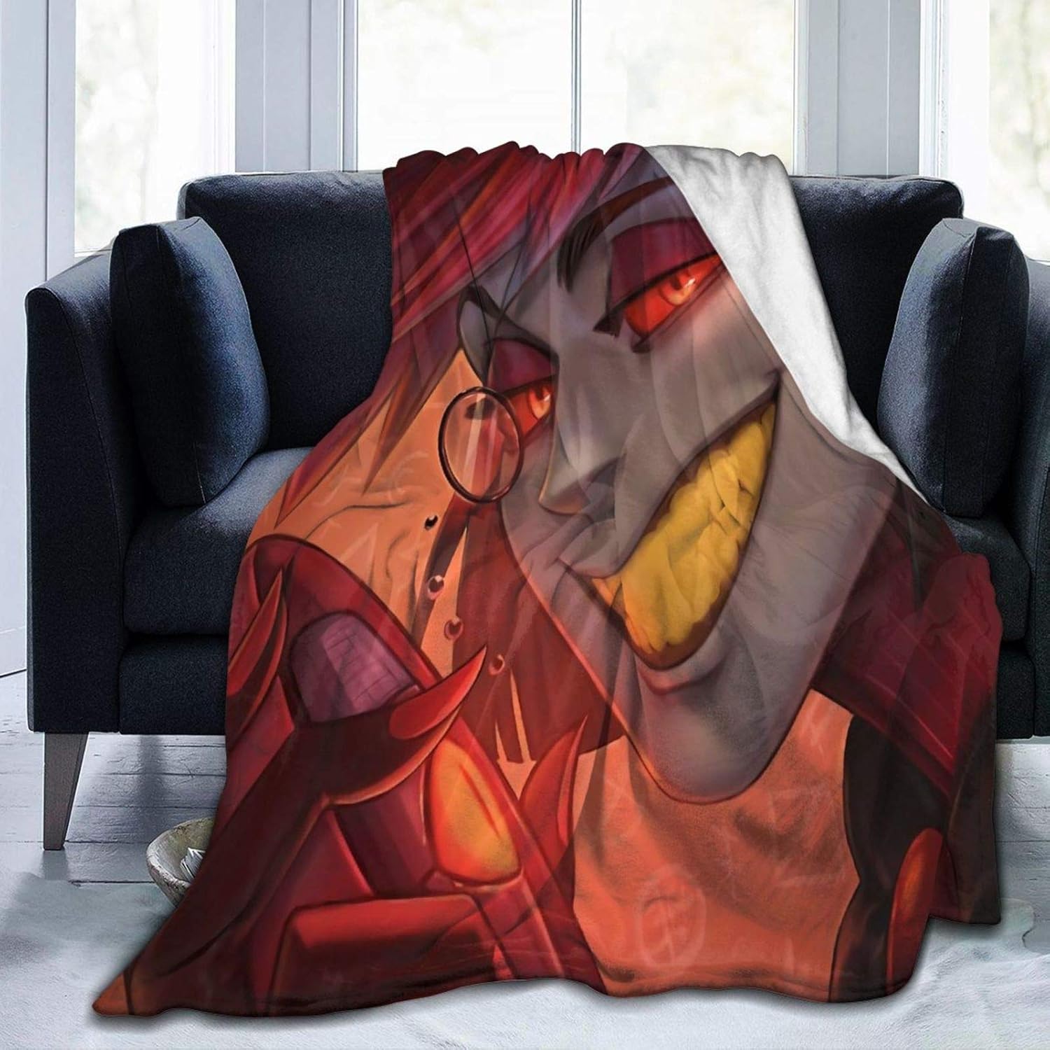 SuperSoft Alastor Hazbin Hotel Throw Blanket Suitable for Sofa Micro Flannel Fleece Blankets