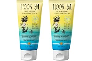 HOOK'YA Hawaii Reef Compliant, Non-Nano Mineral Sunscreen 3oz Travel Size, (2) Pack 6oz Total, UVA/UVB Protection, Octinoxate & Oxybenzone Free, No Fragrance, Hawaii and Mexico Approved, Made in USA