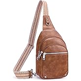 Lexiyat Anti Theft Crossbody Bags for Women Travel Chest Sling Bag Leather RFID Purse Fanny Pack Brown
