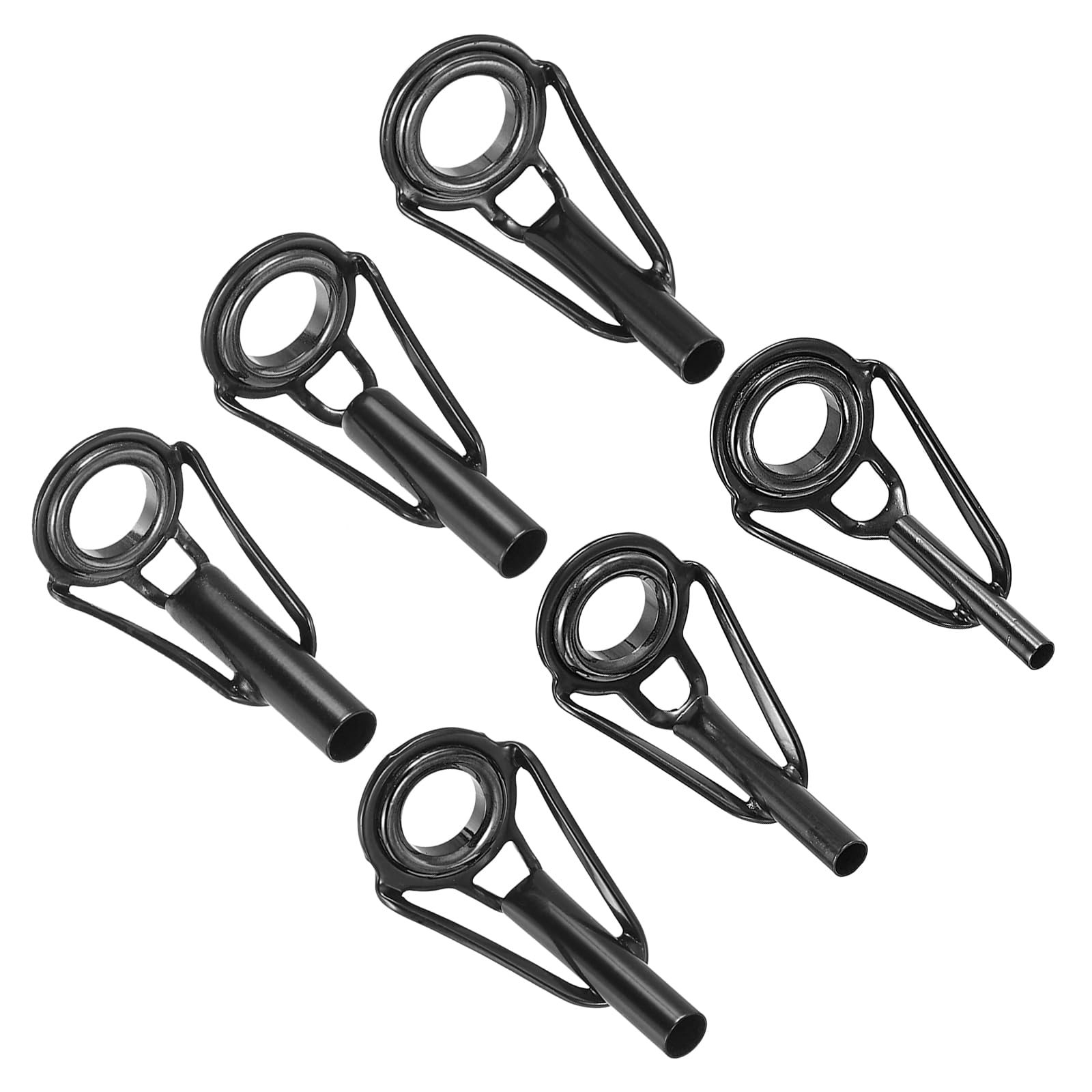 PATIKIL 1.6-4mm Fishing Rod Tip Repair Kit, 6pcs Stainless Steel Pole Ring Guide Replacement for Saltwater Freshwater Fishing, Black