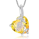 Oskani Women's Rose Flower Butterfly Heart Necklaces, 925 Sterling Silver 5A Cubic Zirconia Birthstone Pendant Jewelry Gifts, Anniversary Birthday Gifts for her