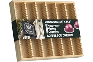 WELL WENG for Nespresso Vertuo Capsules - Premium Bamboo Coffee Pod Drawer Insert Organizer for Counter (48 Big or 60 Small P
