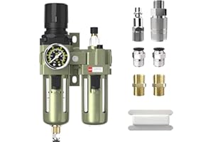 CNZG PNEU NPT 3/8" Air Regulator with Gauge,Air Compressor Water Separator with Accessories,Pneumatic Compressed Air Filter P