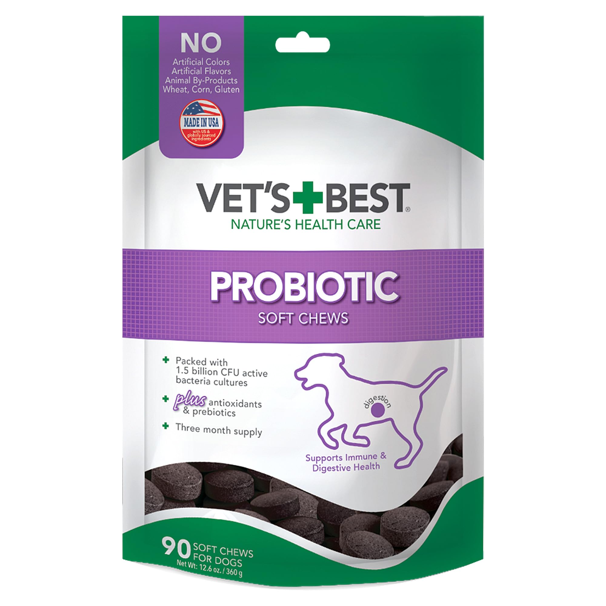 Vet's Best Probiotic Soft Chews Dog Supplement - Supports Dog Digestive Health - Promotes a Healthy Gut - 30 day supply