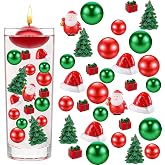 10066Pcs Christmas Vase Filler Decor Set Red Green Beads Santa Hat Christmas Trees Gift Boxes Vase Filler for Home Party Decoration