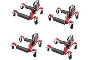 GarveeTech 4Pcs Car Wheel Dolly, 1500LBS Capacity Trailer Dolly With Hydraulic Tire Jack for Vehicle Positioning for Truck Rv Trailer, Red