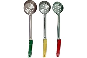 Stainless Steel Portion Control Serving Spoon Perforated 3-Piece Combo Set 2oz, 3oz, 4oz