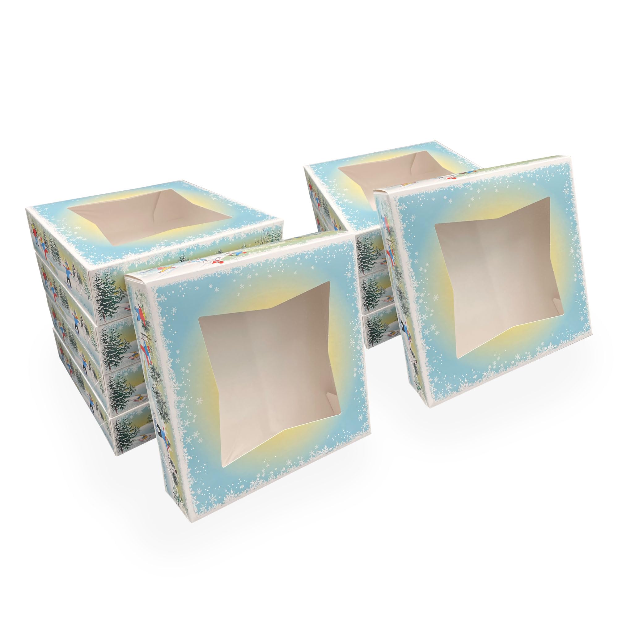 Southern Champion Tray Winter Wonderland Pie Boxes with Window (150 Quantity), 10x10x2.5, Christmas Cookie, Gingerbread, Holiday Bakery Treat, and Dessert Boxes for Pies & Cookies, 2497