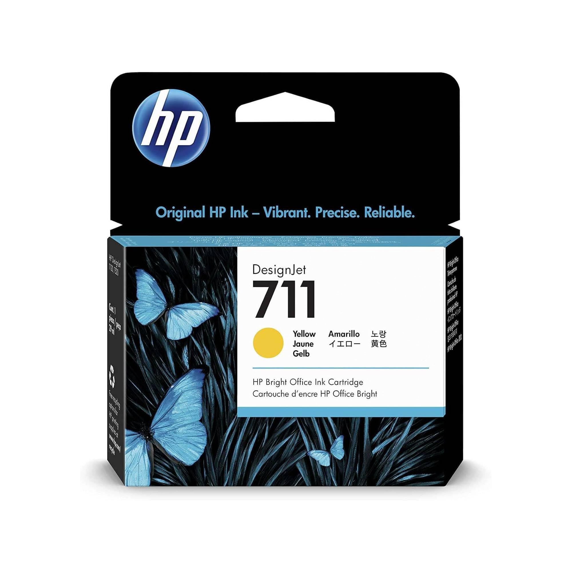HP CZ132A 711 29 ml Ink Cartridge for Designjet T120/T520 Large Format Inkjet Printers - Yellow