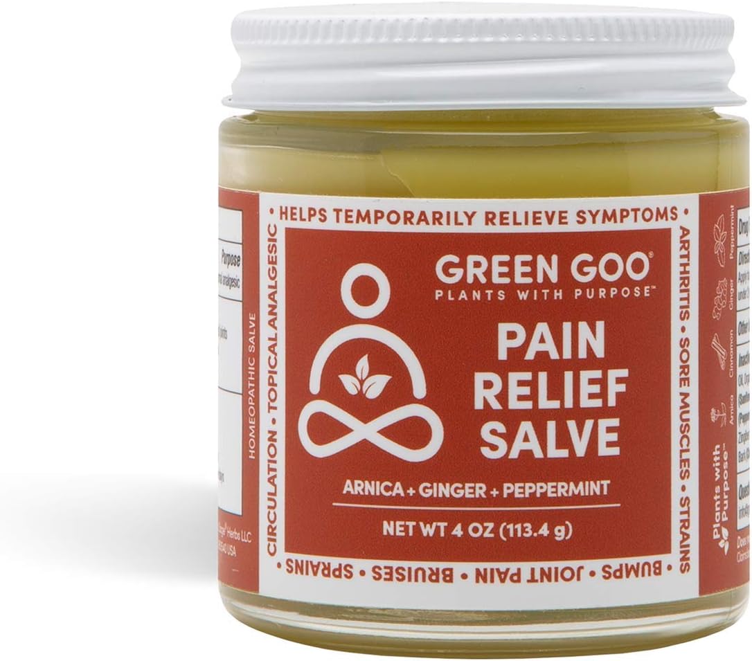 Green Goo Natural Pain Relief Cream, Neck, Muscle, Arthritis and Joint Pain Relief Arnica Cream (4 Ounce Jar): Health & Personal Care